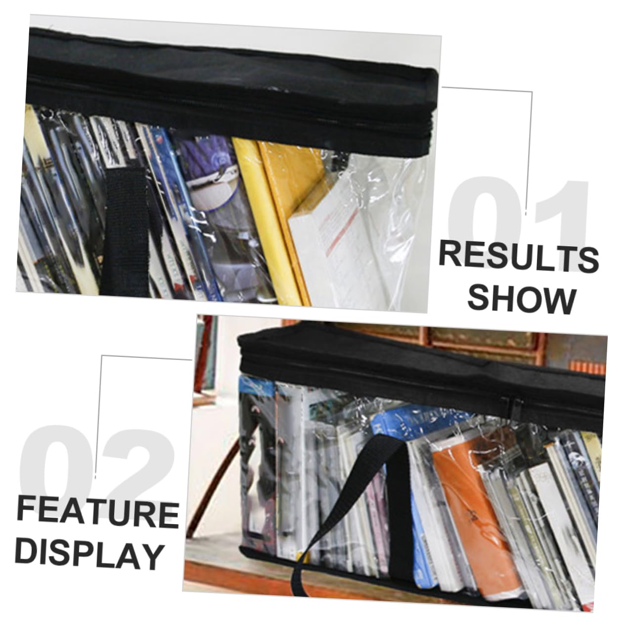 OSALADI Transparent CD Storage Organizer Bag with Dual Zipper Closure Holder for Music Discs Handles for Home Office Travel Capacity Collection Case