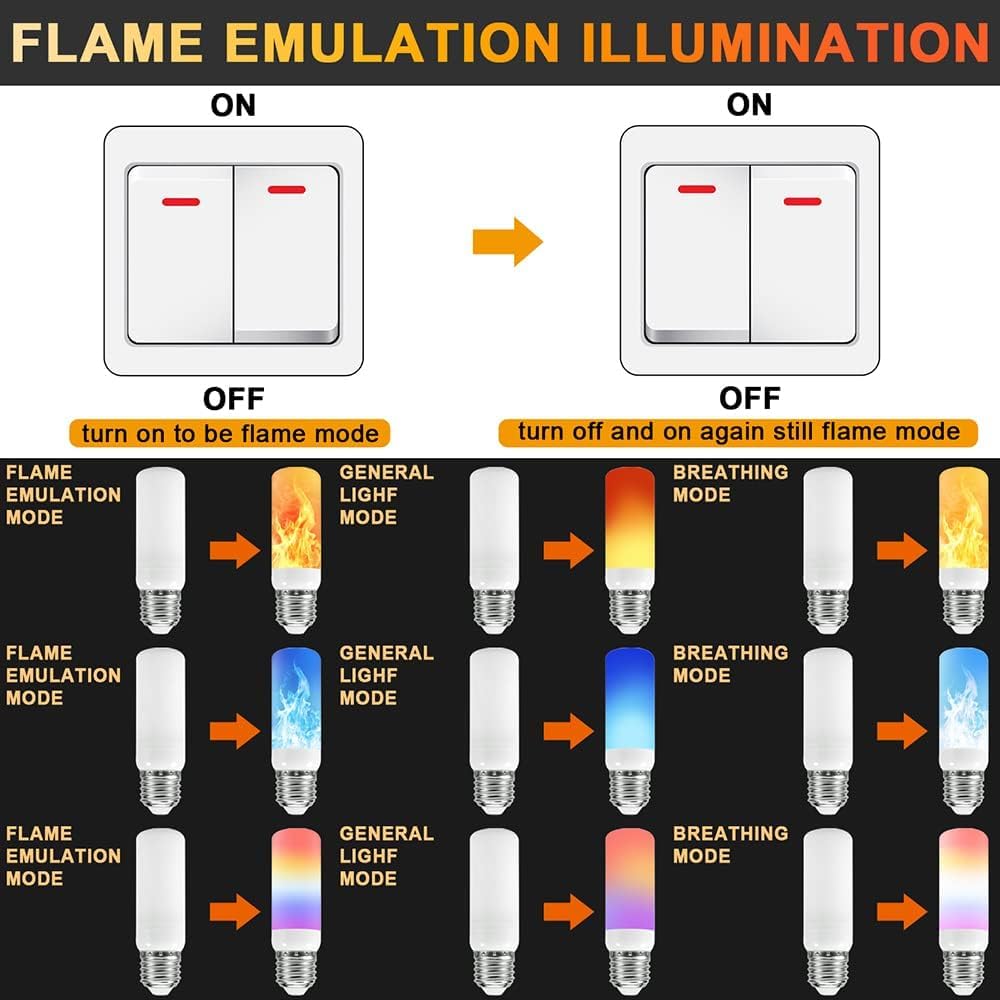 3w LED Fuoco Fiamma Lampadina Luci 3 modalità Dinamico Effetto Sfarfallio Lampada per Interni All'aperto Home Party Decoration