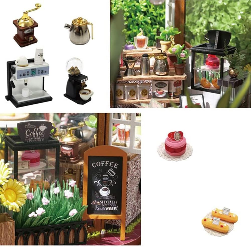 Generico Kit per Casa delle Bambole in Legno Fai da Te con Luce A LED Modello di Edificio Insolito Miniature da Costruire