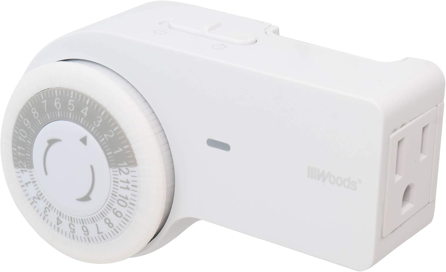 Woods 50102WD Indoor 24-Hour Heavy Duty Mechanical Timer, 1 Grounded Outlet, Slim Body Design - - 