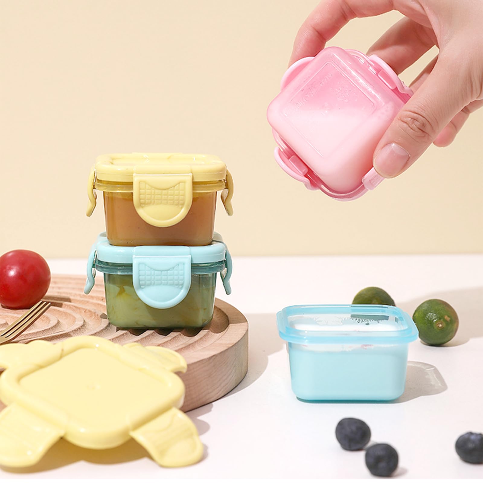 Lot De 10 Pots De Conservation Hermétiques 60 Ml - Mini Récipients Alimentaires Colorés Avec Couvercles
