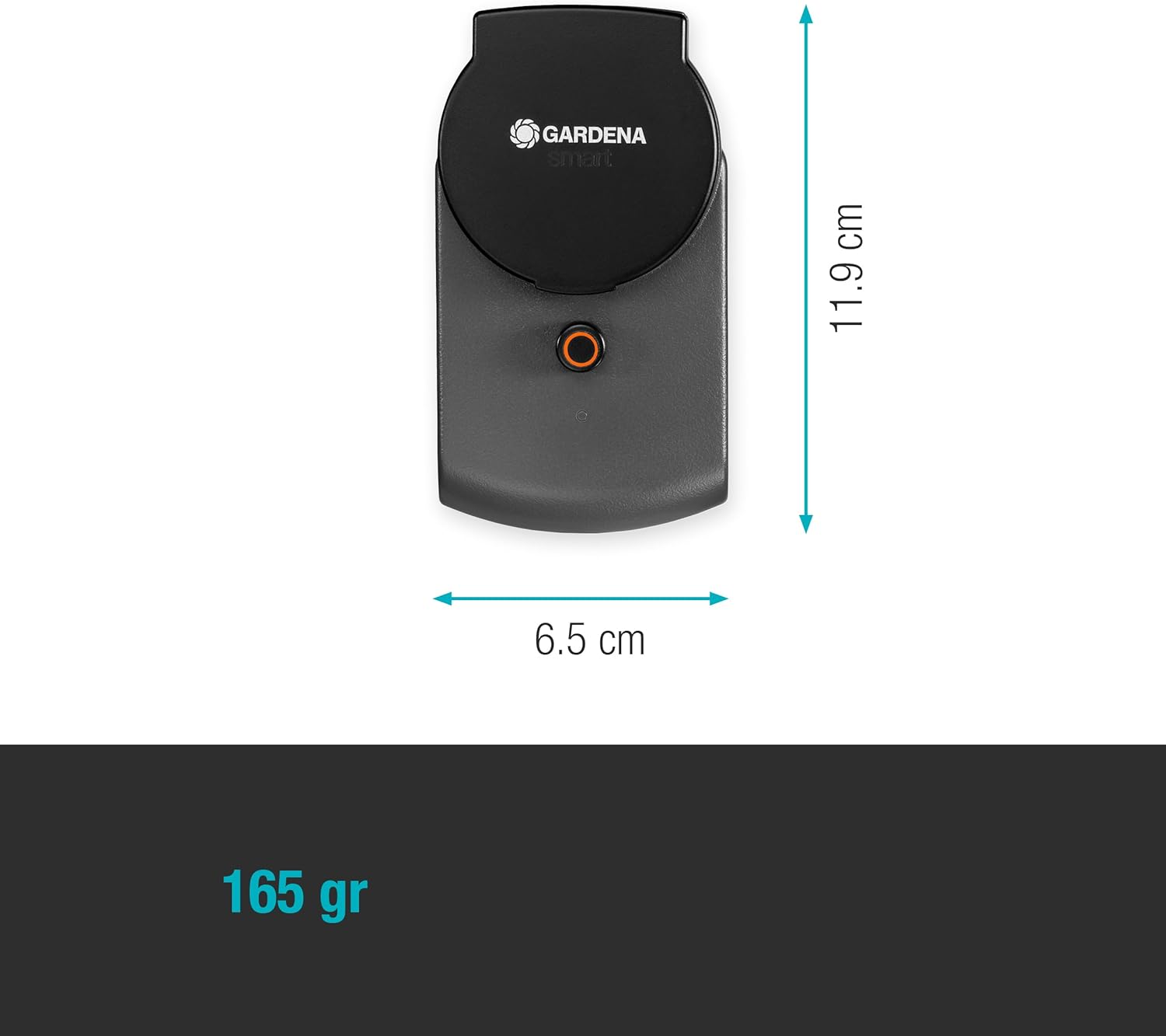 Dimensions of the Gardena Smart Power Adapter Plug