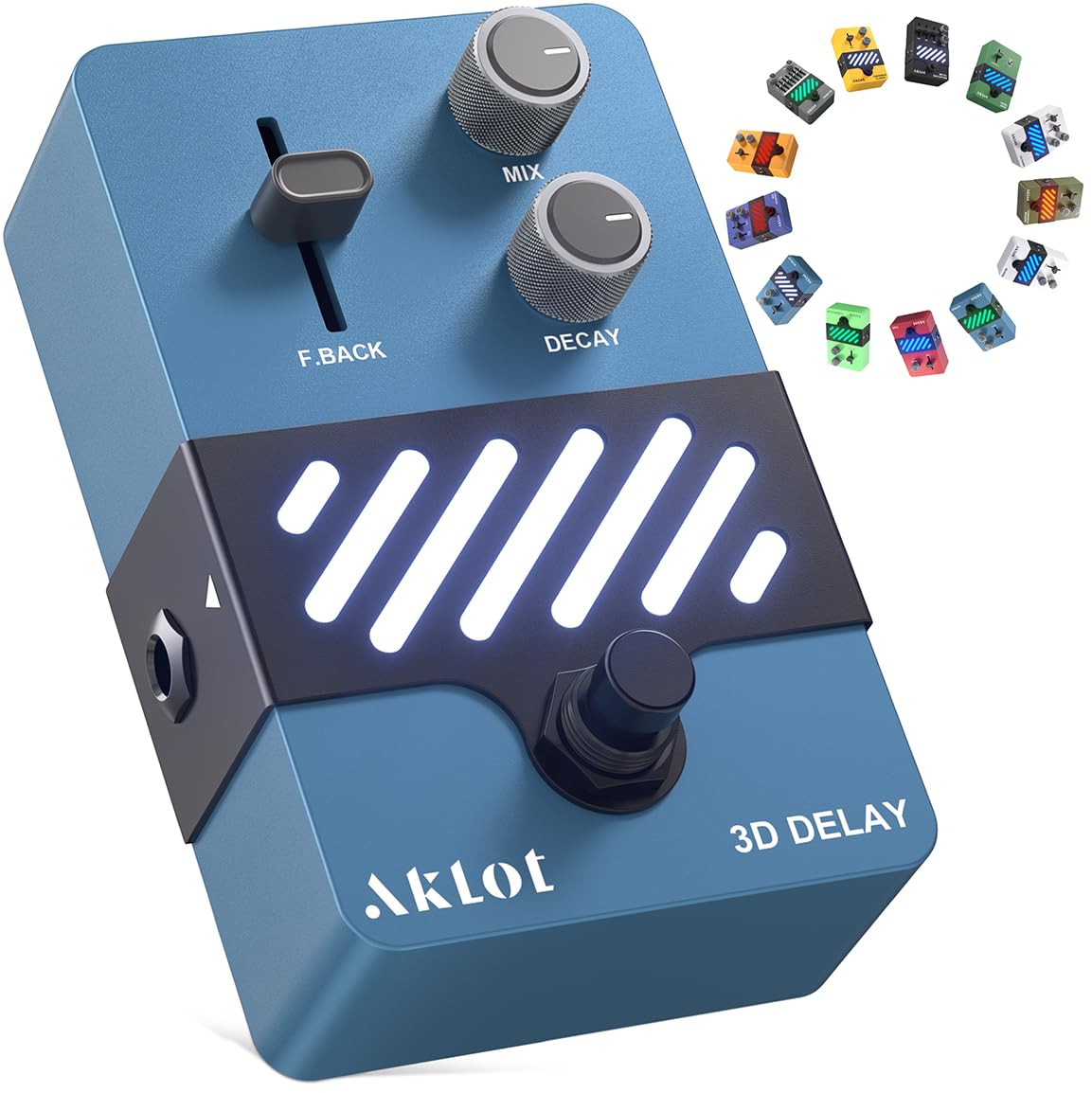 AKLOT Delay Guitar Effect Pedal: Delay Pedal with Responsive Controls, True Bypass Compact Metal Pedal for Electric Guitar, Ambient Echo, Solos &amp; Live Performance, NEON EchoSphere