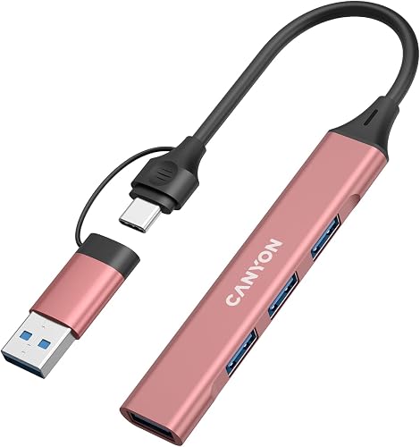 CANYON hub DS-02 4in1 USB-A/C Pink