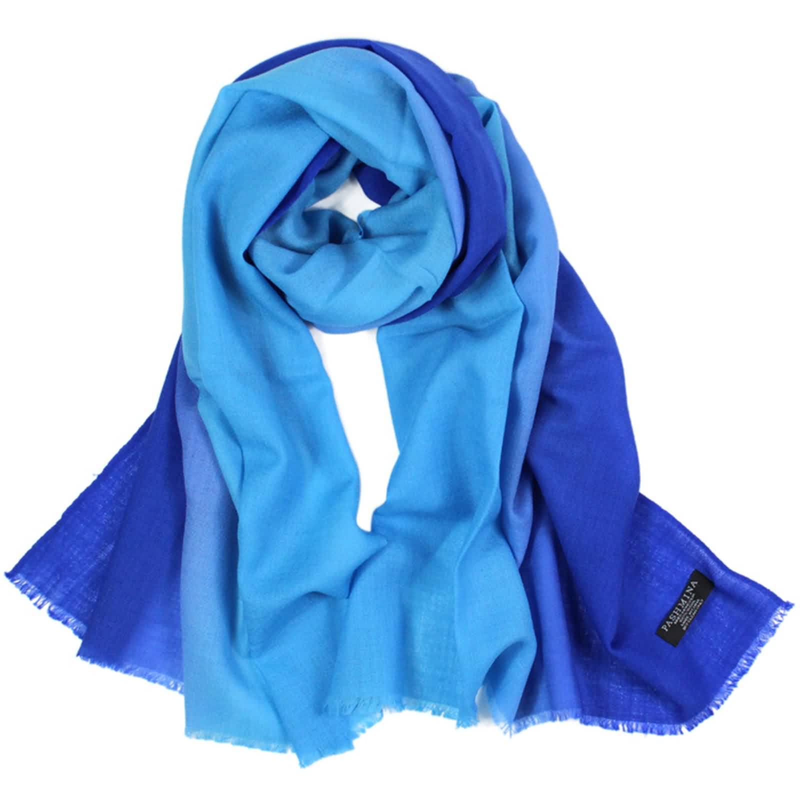 Bufandas de Invierno, Bufanda de Lana para las Mujeres Gradiente Ligero Caliente Ropa Suave Accesorios de Cuello Regalos, azul