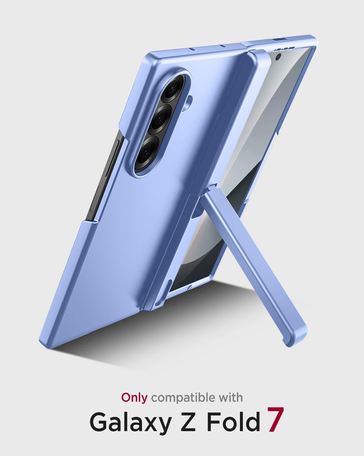 Miimall for Samsung Z Fold 7 Screen Case, Built-in Hinge Protection, with Stand Full-Body, Shockproof Thin Full-Cover, Heavy Duty, Slim Fit, Phone Case for Samsung Galaxy Fold 7 5G, Light Blue