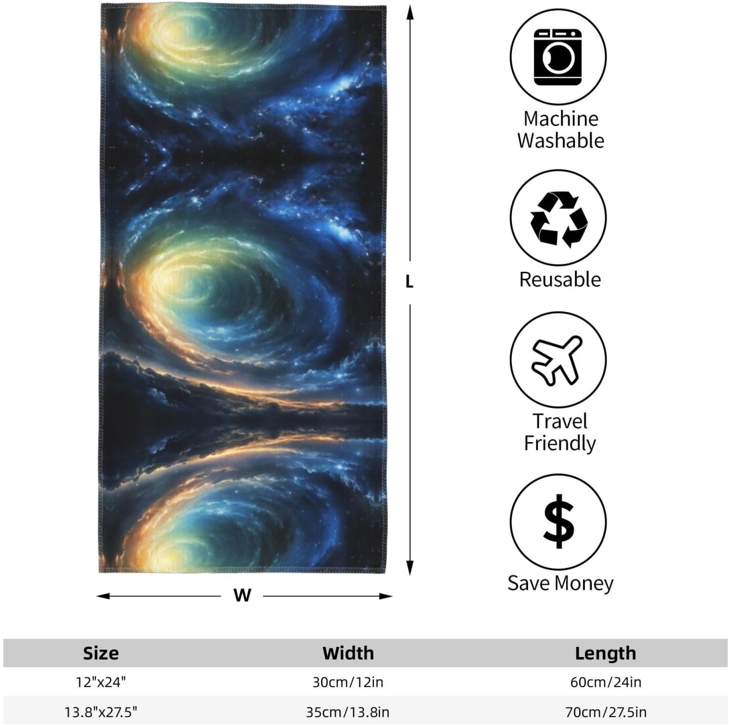 Starry Night Sky Deep Outer Space Print Hand Towels for Kitchen, Decorative Bathroom Towels Decor Farmhouse Cute for Men Women Gifts