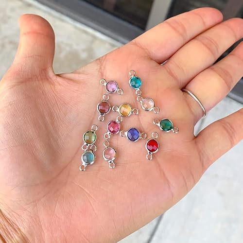 Miniatura 4 de 20 unidades de eslabones de conector de piedra natal transparente de abril de grado A de Adabele de 0.236 in (0.24 pulgadas), cuentas redondas de