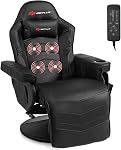 Goplus Massage Gaming Chair, Racing Style Gaming Recliner w/Adjustable Backrest and Footrest, Ergonomic High Back PU Leather Computer Office Chair Swivel Game Chair w/Cup Holder and Side Pouch