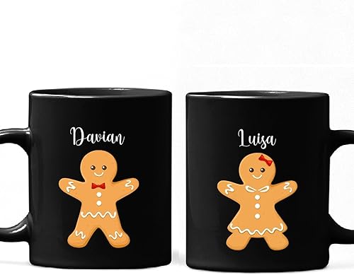 Miniatura 22 de Taza de cerámica de Navidad para pareja, taza de cerámica de Navidad con nombre inicial personalizado, tazas de café personalizadas para esposo