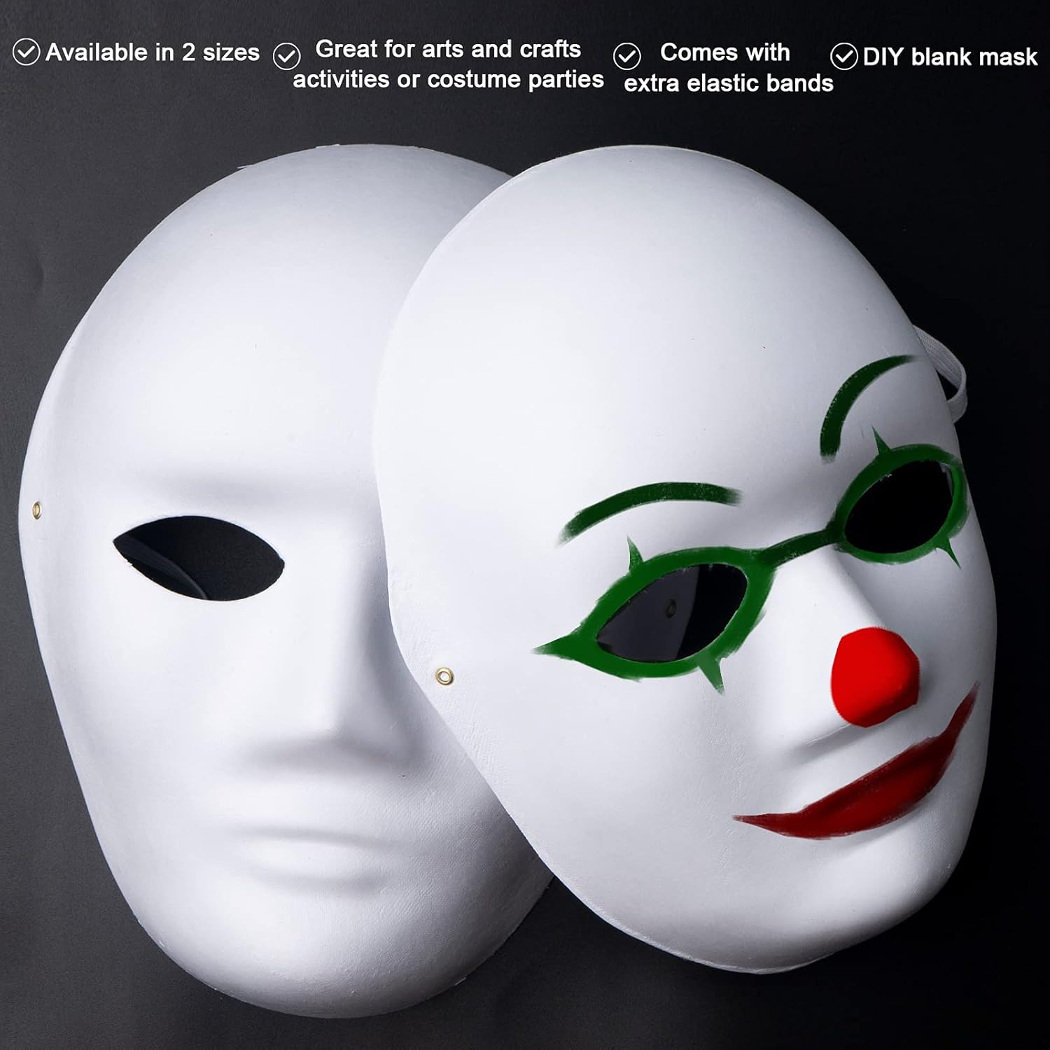 Unnosin 12PCS DIY White Paper Masks, Masquerade Masks, Paintable Full Face Masks for Carnival Cosplay, Halloween - Image 5