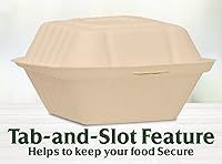 Vista 8 de Raj Eco To Go Contenedores de alimentos de 6 pulgadas con cubierta compostable, cajas desechables para llevar alimentos Contenedores para llevar