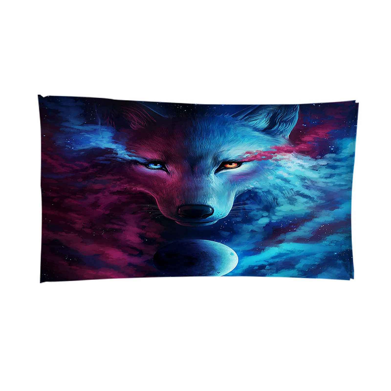 Serviette De Plage Géante Loup Aux Yeux Bleus – 80x130 Cm – Microfibre Ultra-absorbante Et Douce - 8