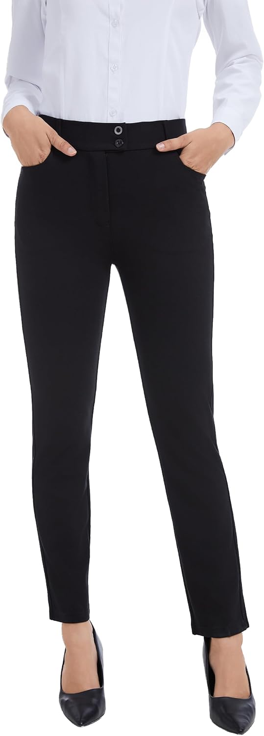 ZTN Women's Stretchy Straight Leg 26.8" Dress Yoga Pants with Pockets for Work Casual - Image 2
