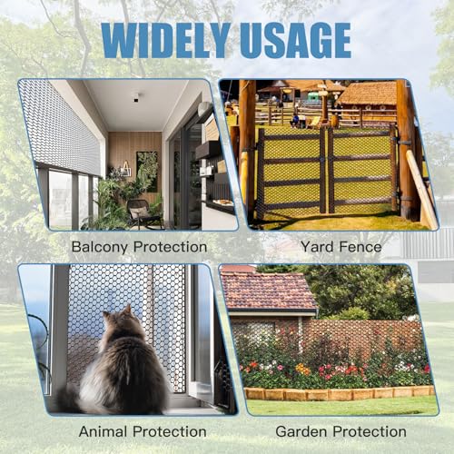 Kaninchendraht Kunststoff 40cm x 10m Gartenzaun maschendraht kunststoffzaun Wühlmausgitter Volierendraht Tiergehege für Geflügel Garten Balkon Schutznetz Zuchtnetz ((Löcher: 3 mm), Schwarz)