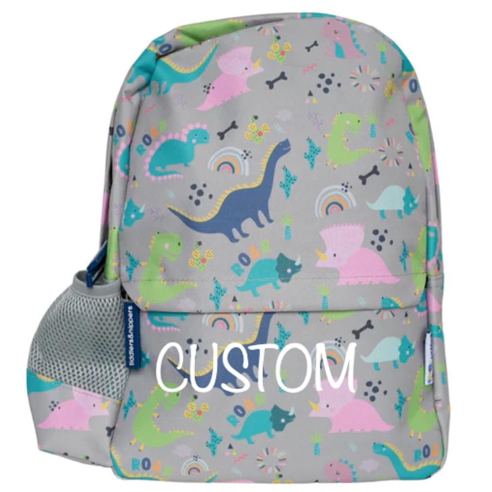 Tiddlers & Nippers Dinky Dinos - Personalised Kids Backpack | Kids School Bag | Ideal For School, Nursery, Holidays & Travel. (Dinky Dinos - Personalised)