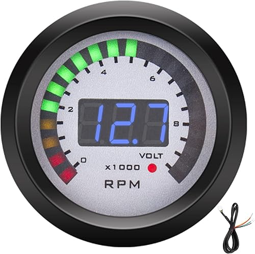 Tacómetro de coche, tacómetro digital 52mm/2in 0-9999 RPM Reemplazo para vehículos de gasolina de 12V 4/6/8 cilindros