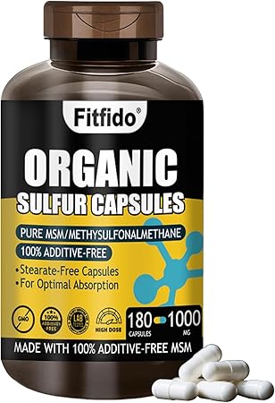 MSM Capsules 1000mg - Organic Sulfur Supplement for Joint Health, Functional Wellness, Hair, Skin & Nails, Non-GMO, Gluten Free, 180 Capsules