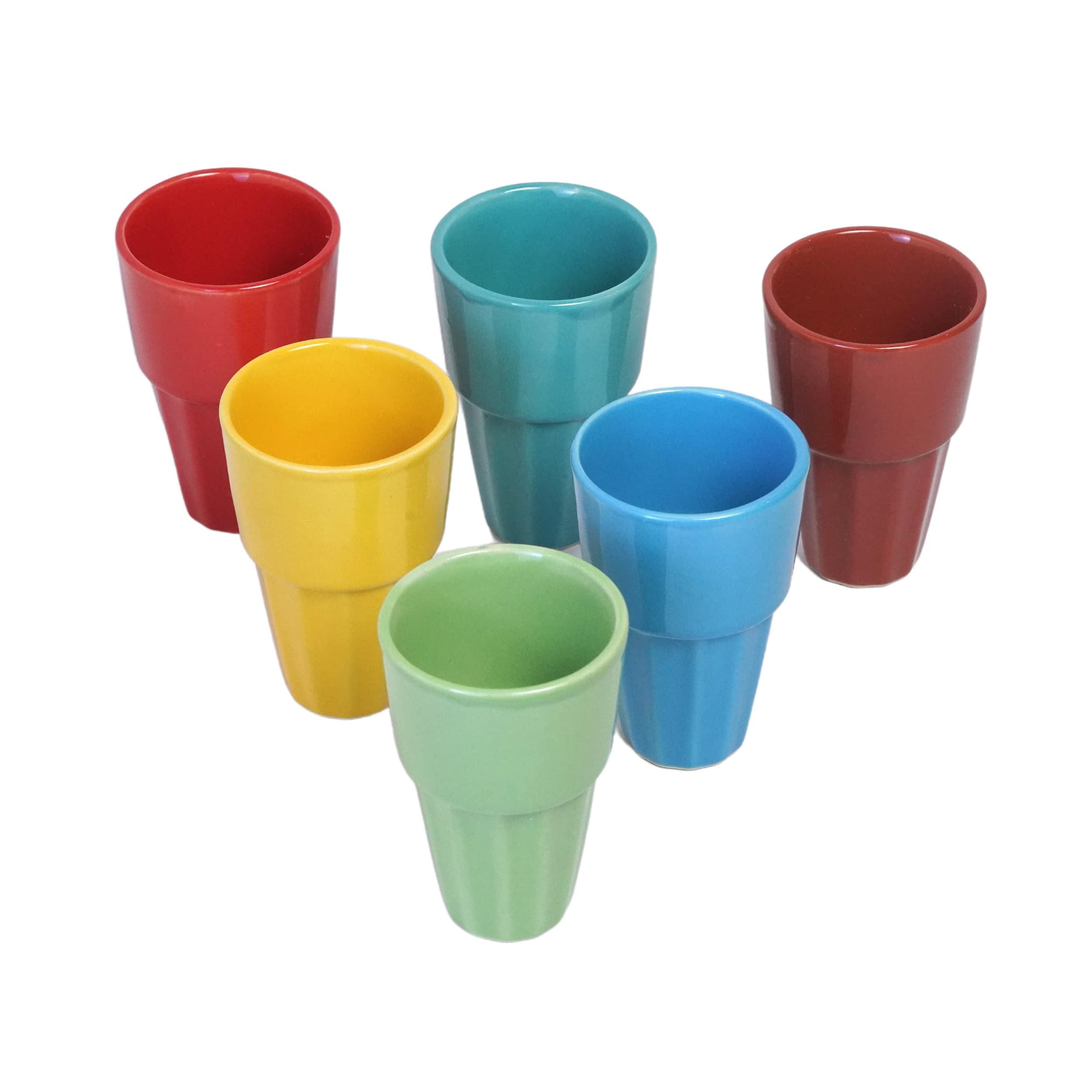 Freakway Cutting Tea Glasses, Set of 6 Chai Cups with Iron Stand & Hanger, Tapri Style but Royal Gift (Full Multicolour) 1