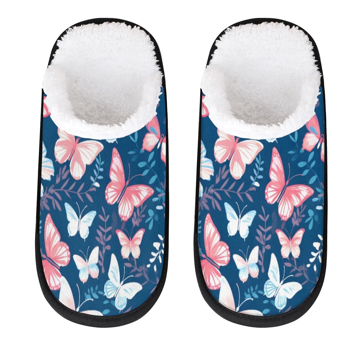 Hsnar Butterfly Leaf Slippers for Women Soft Non-Slip Indoor Slippers Home Slippers for Bedroom Hotel Travel Spa, M