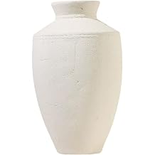 Ceramic Rustic Farmhouse Flower Vase Home Decor - Handmade Terracotta Vases Vintage Living Room, Kitchen, Bedroom, Shelf, Mantel, Table Decorations,Beige,9.1" L 15.4" H