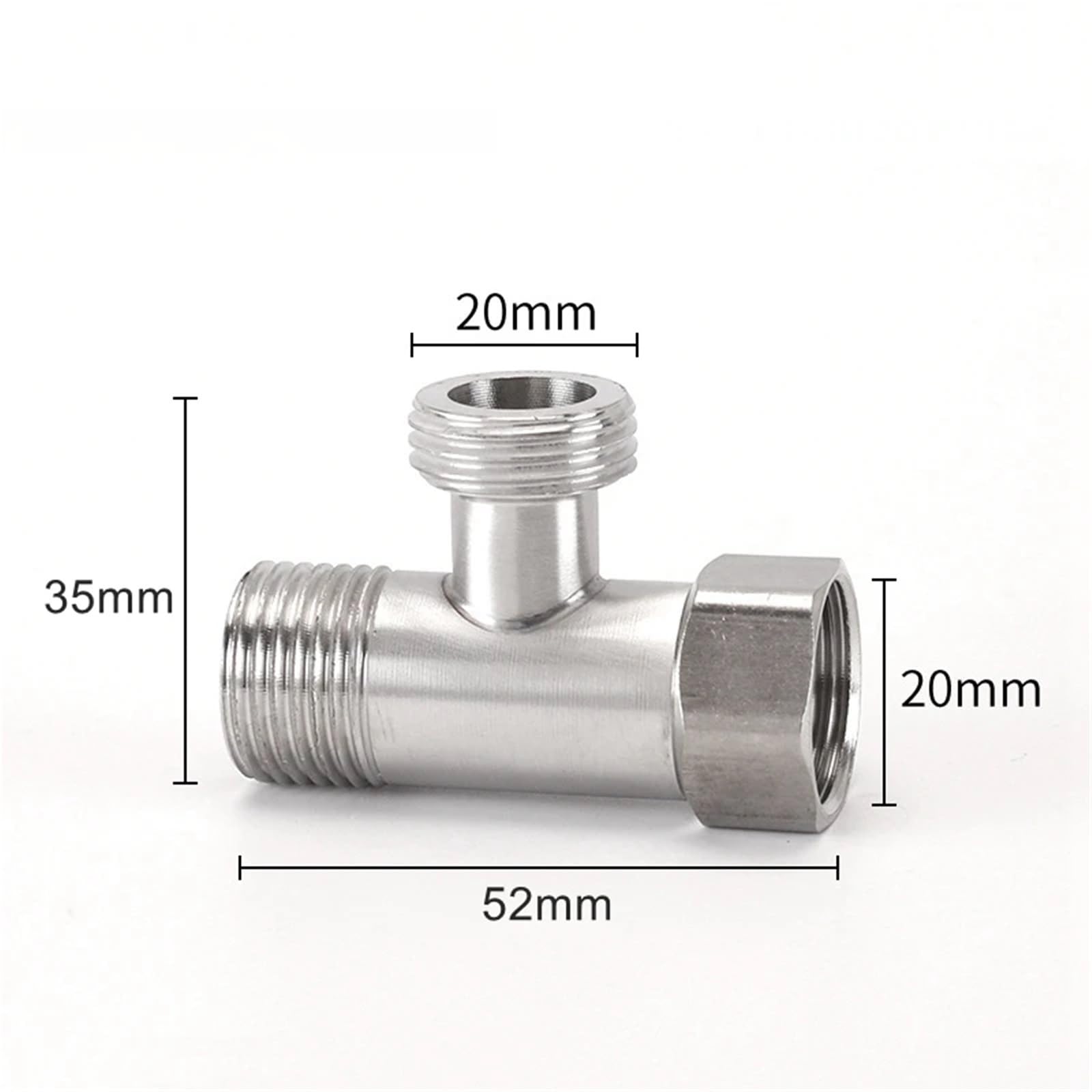 Válvula desviadora de inodoro, adaptador T G1/2 ", válvula T for baño, pulverizador de bidé, accesorio de ducha, válvula angular de grifo de acero inoxidable 304, 2 uds. Para Cocina, BañO