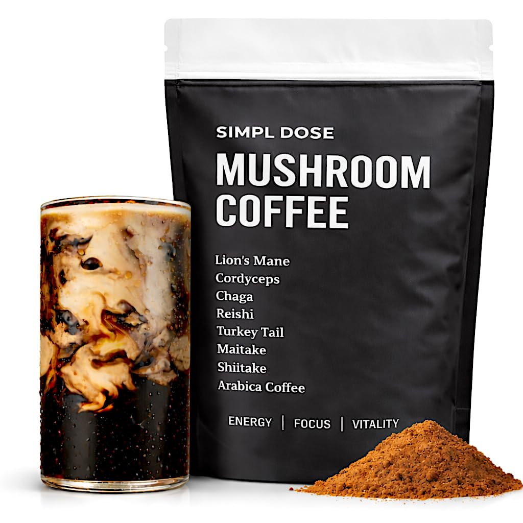 SIMPL DOSE Mushroom Coffee - 55 Servings | Focus, Energy & Mood | USA Made