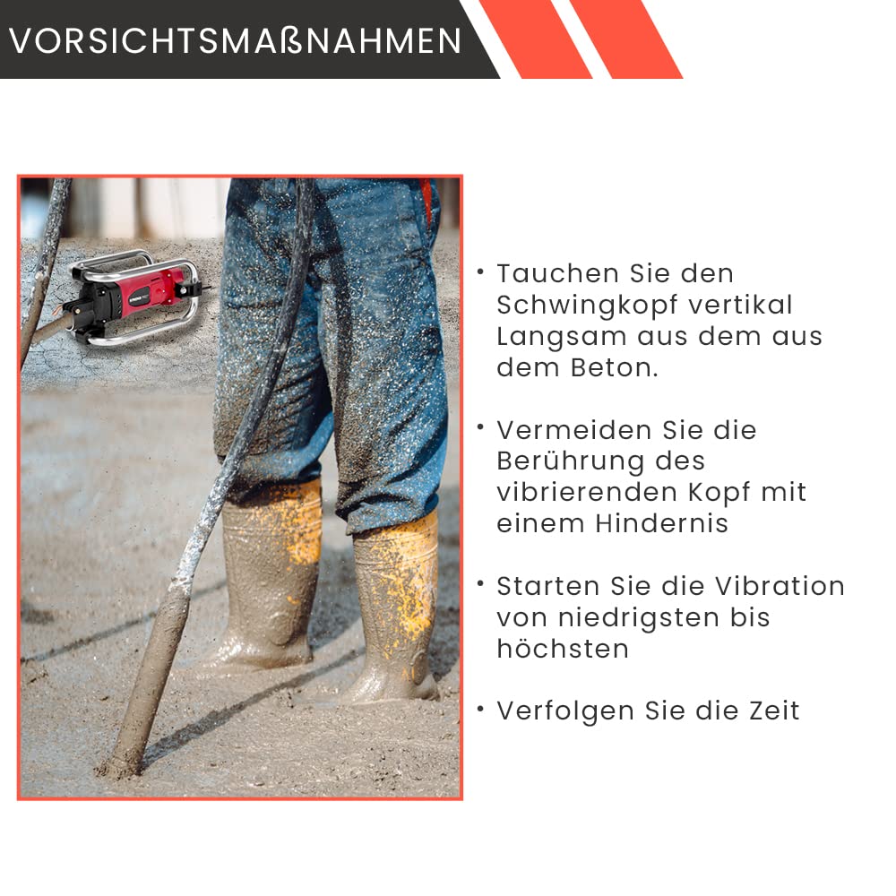 STREND PRO Betonrüttler Flaschenrüttler 2300 W | Innenrüttler | Rüttelflasche | Rüttelkopf 4 m Kabel Betonverdichter | Elektrisch | flexible Welle | Dauerbetrieb