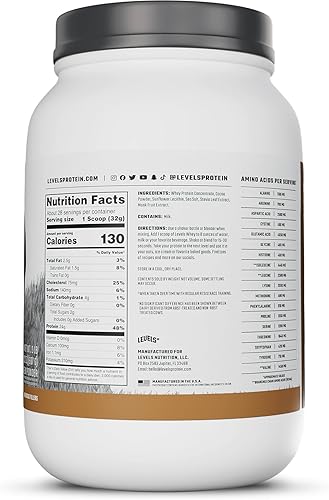 Miniatura 37 de Levels - Concentrado de proteína de suero de leche de ganado alimentado con pasto, sin ingredientes artificiales, 0.85 oz de proteína, capuchino, 2