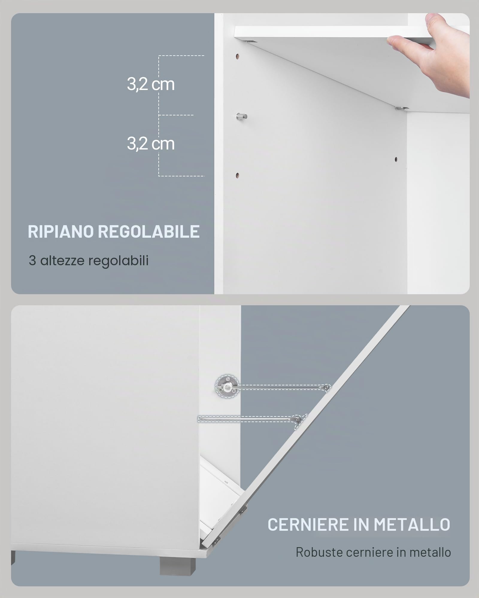 Hzuaneri Colonna Bagno, Mobile Bagno Salvaspazio, Armadio Alto per Immagazzinaggio con Cesto per Abiti Sporchi, Ripiano Regolabile, Adatto per Bagno e Lavanderia, 40 x 40 x 170 cm, Bianco BC72003X
