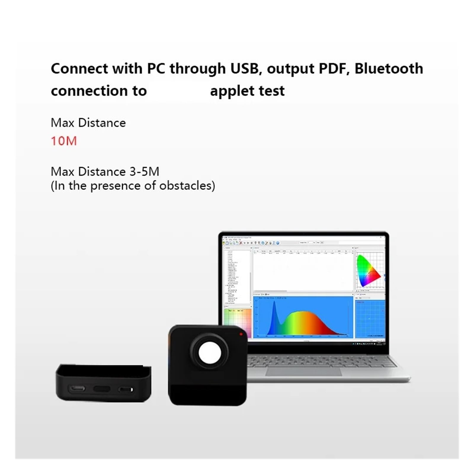 Spektrometer, 350–800 nm PPFD PAR-Lichtspektrometer-Sensor, Spektrummessgerät, unterstützt App und PC-Software