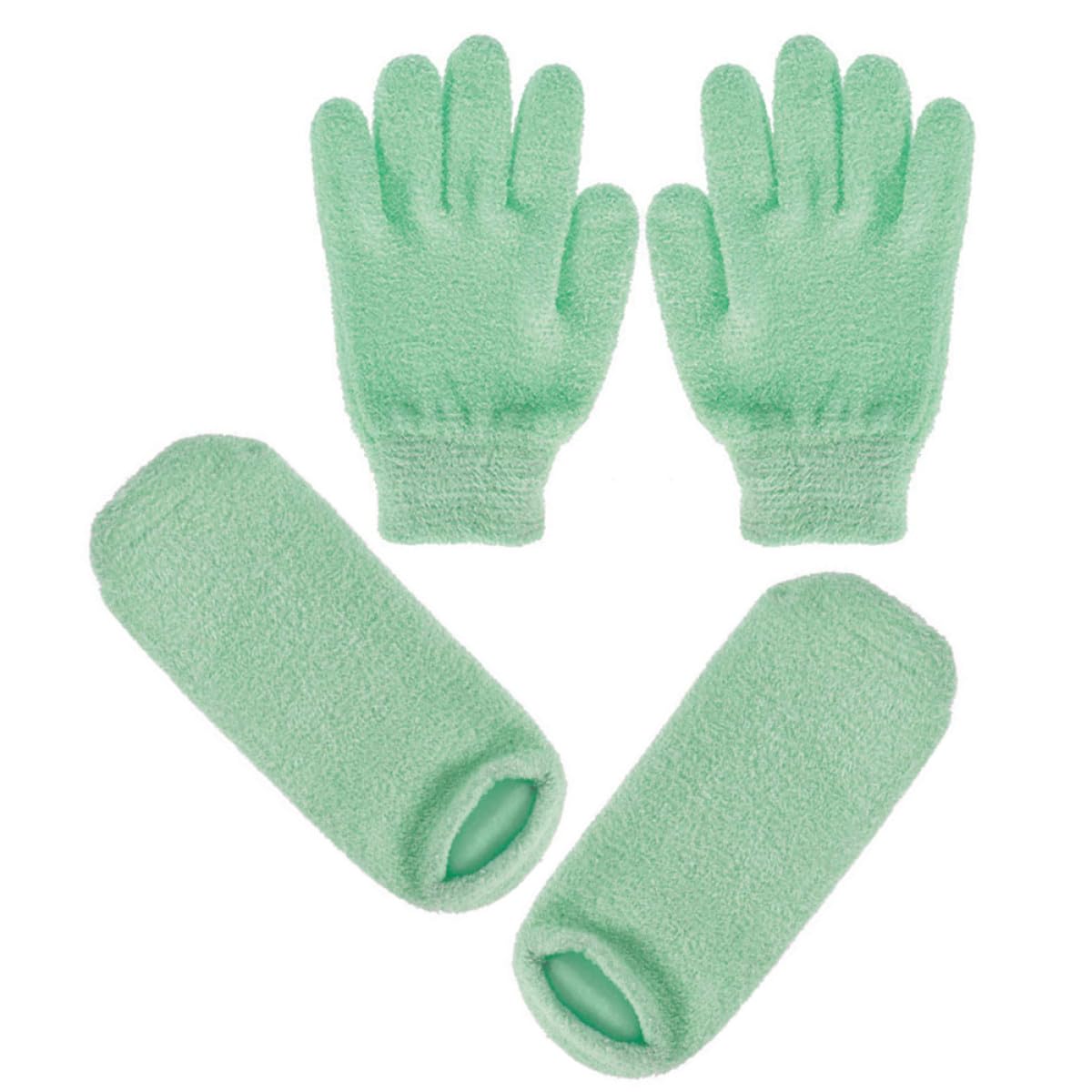 Guantes Exfoliantes de Gel Verde para Manos y Pies, Hidratantes y Blanqueadores, Pack 2 Pares para Cuidado Spa, Funda Natural para Piel Seca y Callosidades, Cuidado Personal