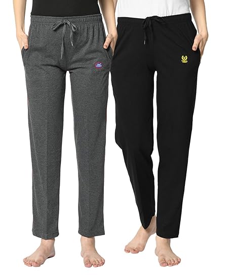 Multicolor Cotton Blended Trackpants for Women(Pack of 2)-D1__ANT__BLK__02-P