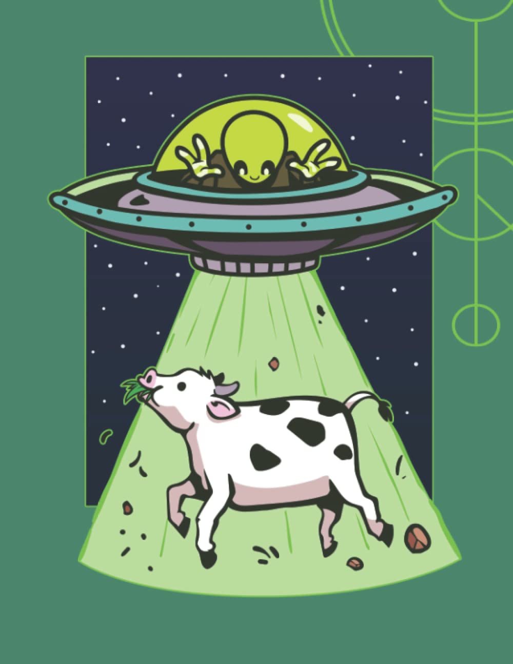 Alien UFO Abducting a Cow 8.5 x 11 Lined Notebook Journal 100 Pages - College Ruled