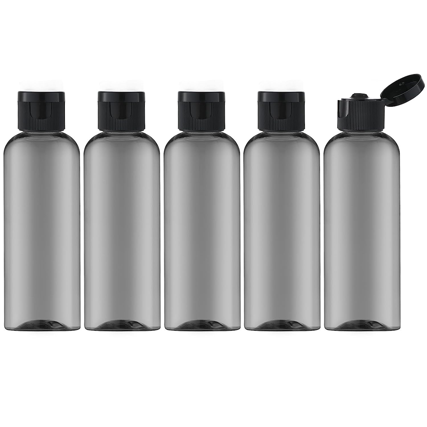Toureal Shampoo Flaschen zum Befüllen 100ml - Reise Flasche aus Kunststoff Set Geeignet für Flugzeuge - Travel Size Shampoo Bottles for Toiletry - Kleine Reiseflaschen für Kosmetik 5 Stück Schwarz