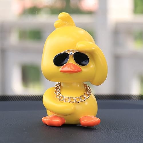 Miniatura 5 de wonuu Lindos adornos de pato amarillo para coche, decoraciones de tablero de instrumentos de coche, muñeca de cabeza sacudida