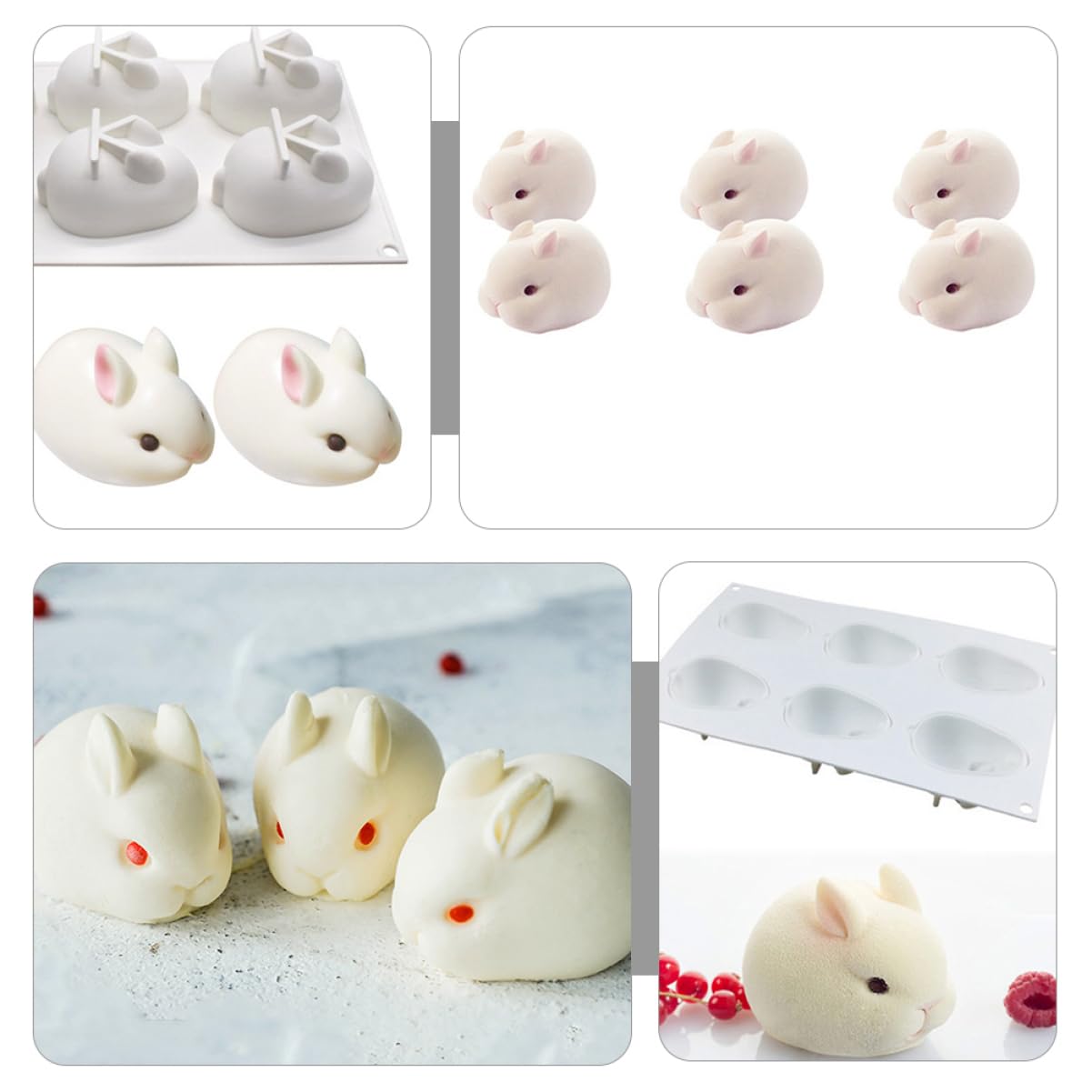 TOPBATHY 2 Pezzi Di Silicone A Forma Di Coniglietto Per La Cottura Di Dolci Pasquali Gelatina Budino Ghiaccio Facili Da Usare E Da Pulire