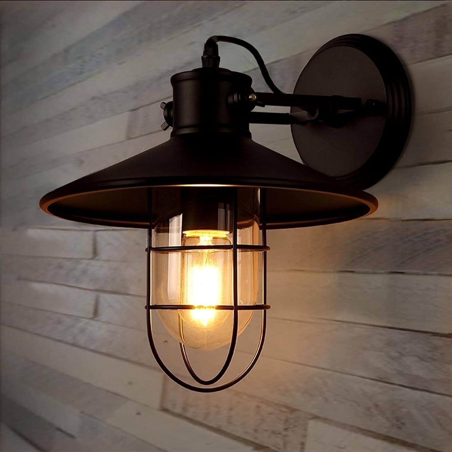 HYJAUSXB European Wall Light V-intage Industrial Lamp Mounted Sconce Black Finish Fixtures Lighting Room Art Decor Luminaire Decoration, Pendant