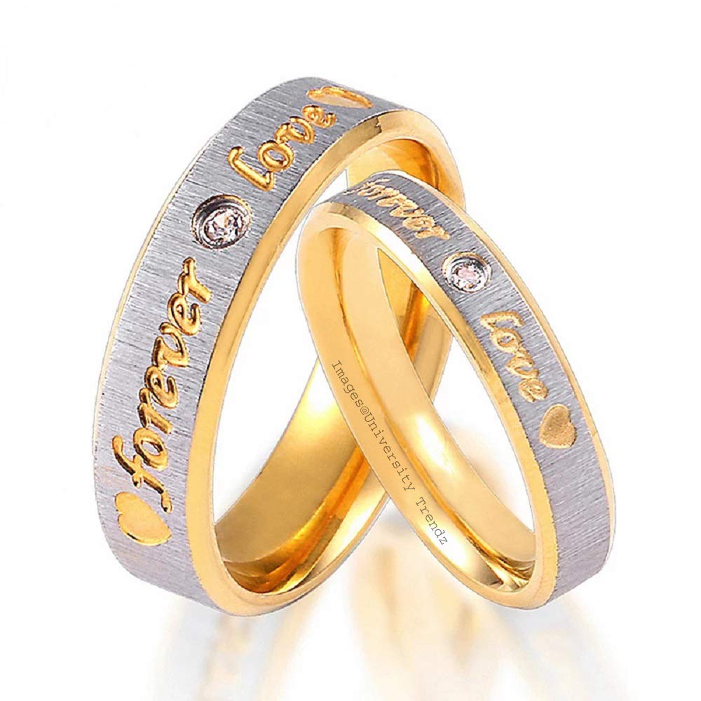 University Trendz Gold Plated & Stainless Steel Forever Love Couple Rings for Men & Women - 2PCs(Gold) (B083SFYCHY) Amazon Price History, Amazon Price Tracker