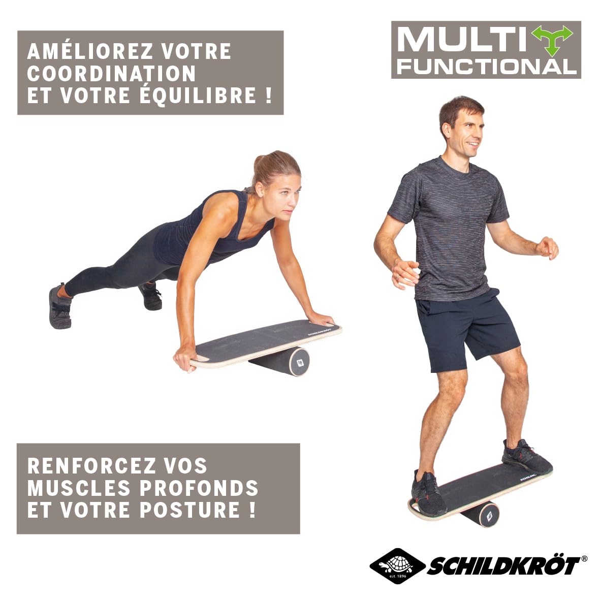 Planche D'Équilibre En Bois Véritable Schildkröt - Surface Antidérapante Avec Instructions