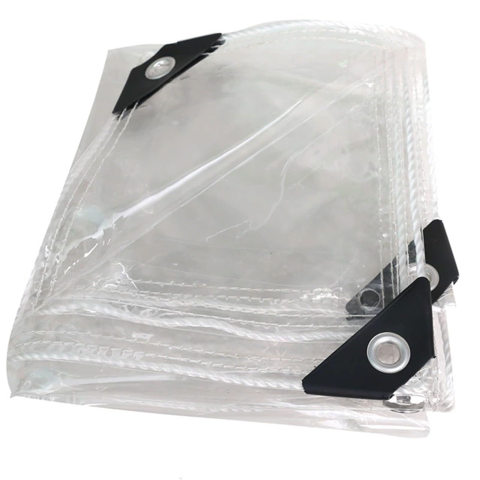 Clear Tarpaulin with Grommets, Waterproof Clear Plastic Tarp with Reinforced Edges, Transparent PVC Tarpaulin for Pergola, Greenhouse, Patio, Porch, Canopy (4x7m)