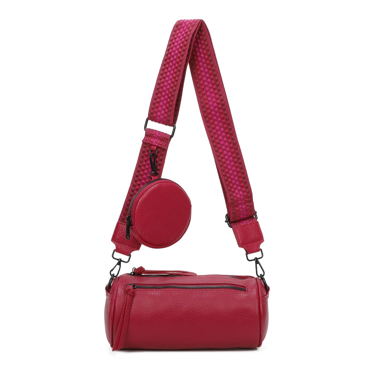 OBC Damen Zylinder Crossbody Tasche Umhängetasche Schultertasche Handtasche Gürteltasche Handytasche Bucket Bag Retro Vintage Messenger Pink