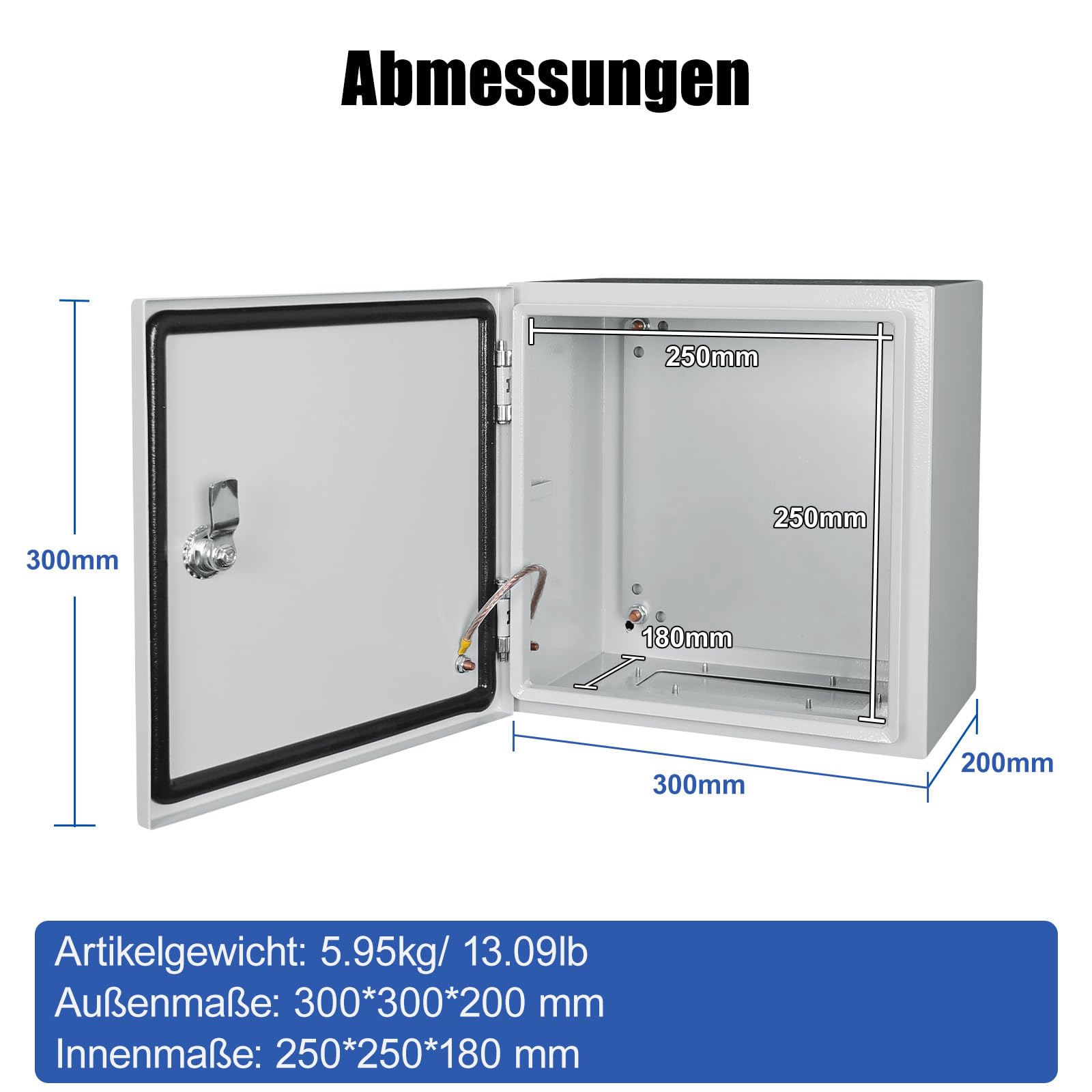 LeMotech Armadietto elettrico in acciaio IP66, scatola di giunzione impermeabile con serratura, alloggiamento elettrico con piastra di montaggio integrata, scatola elettrica per interni ed esterni