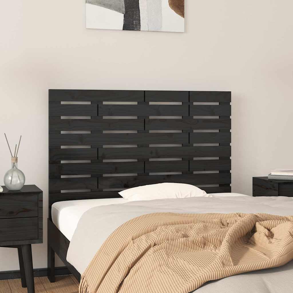 SYDE Cabecero De Pared Pino Macizo Negro 106x63 cm