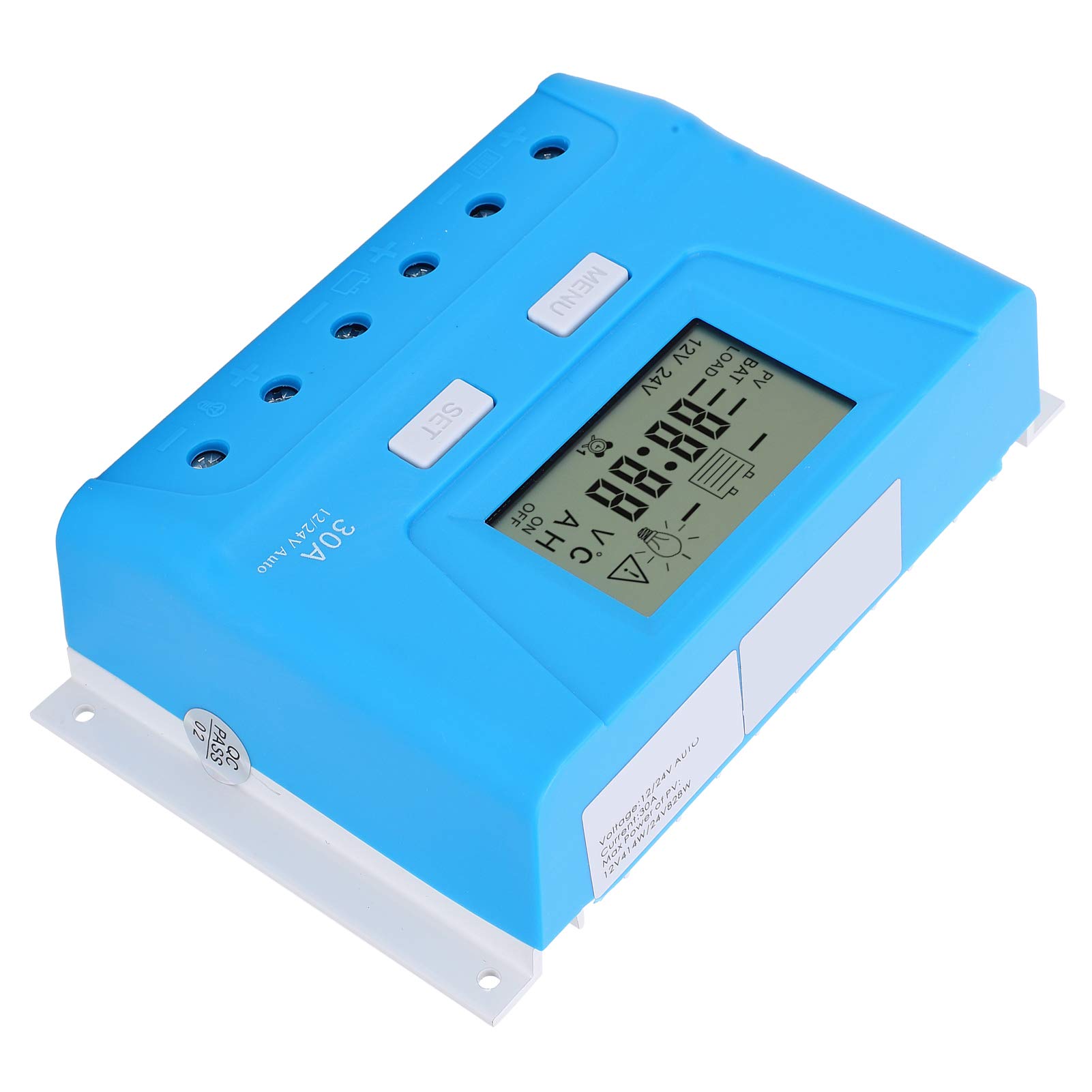 Fafeicy PWM Słoneczny Regulator Ładowania, 12V/24V 30A Auto-Detect
