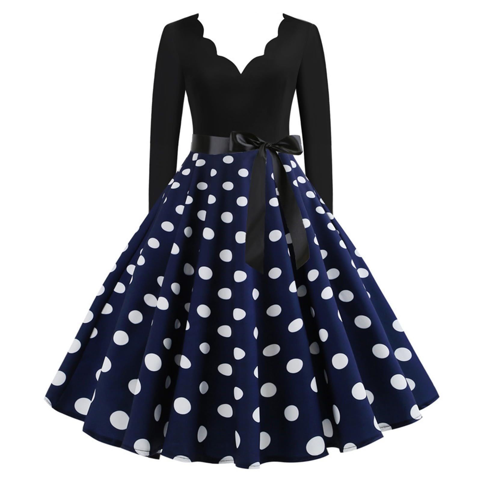 Spiaggia Primavera Abiti Grafici per Le Donne Scollo A V A Pois Casual Vacanza Vestito Estate Teen Trendy Manica Lunga 2026 Signore Lavoro Fluido Elegante Cocktail Sexy Modesto lusinghiero