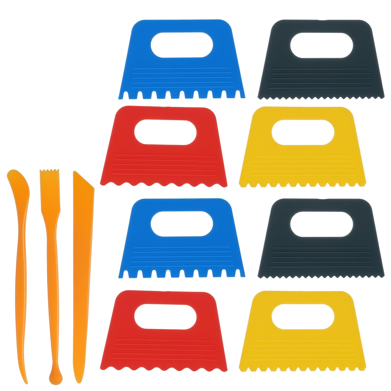 DOPENSPI 8PCS Plastic Paint Scraper Tool with 3PCS Scrapers, Paint Scrapers DIY Graffiti Oil Painting and Drawing Play Textured Art Supplies Tools for Plaster Arts for Texture Art on Canvas Pottery