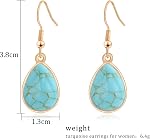 Turquoise Dangle Earrings for Women-14K Gold Plated Teardrop Earrings for Women Handmade Drop Gemstone Earrings Turquoise Jewelry for Women