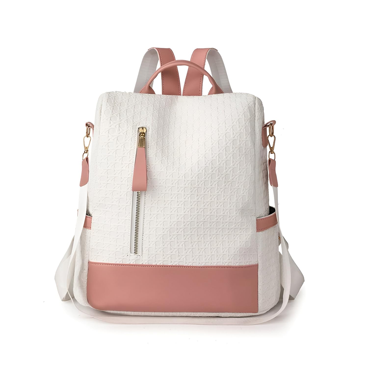 Women Elegant Textured Backpack – Stylish Design with Gold Zipper Accents, Ideal for Travel and Daily Use-image-7