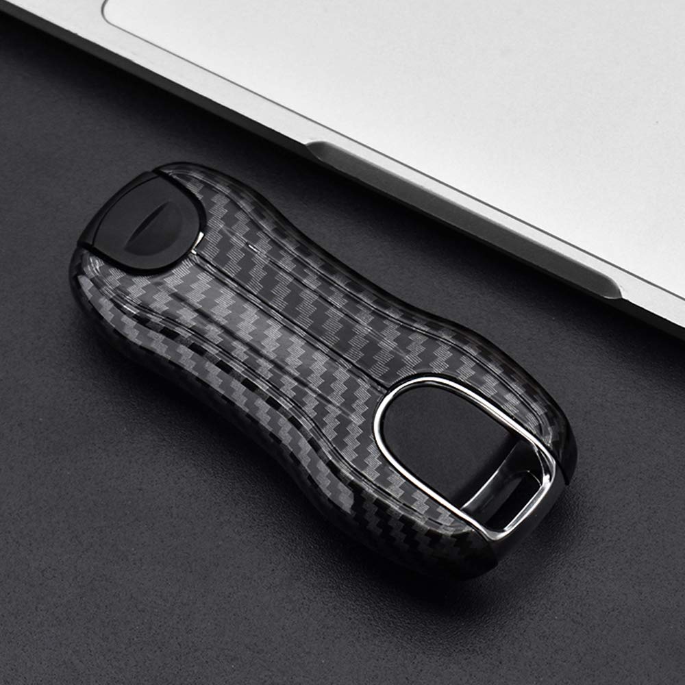 ontto Etui na kluczyki samochodowe pasuje do Porsche Cayenne Panamera Macan 911 Carrera Taycan 2019-2020 plastikowa skrzynka na klucze etui na klucze etui -włókno węglowe czarne